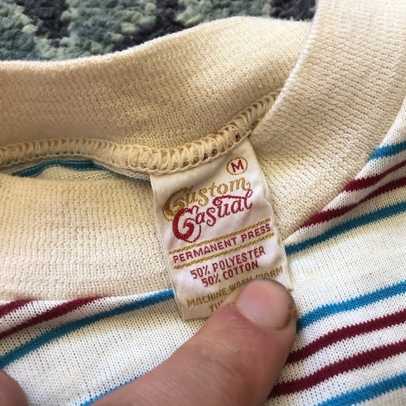 Vintage Custom Casual Striped Tee Shirt - Picture 3 of 3